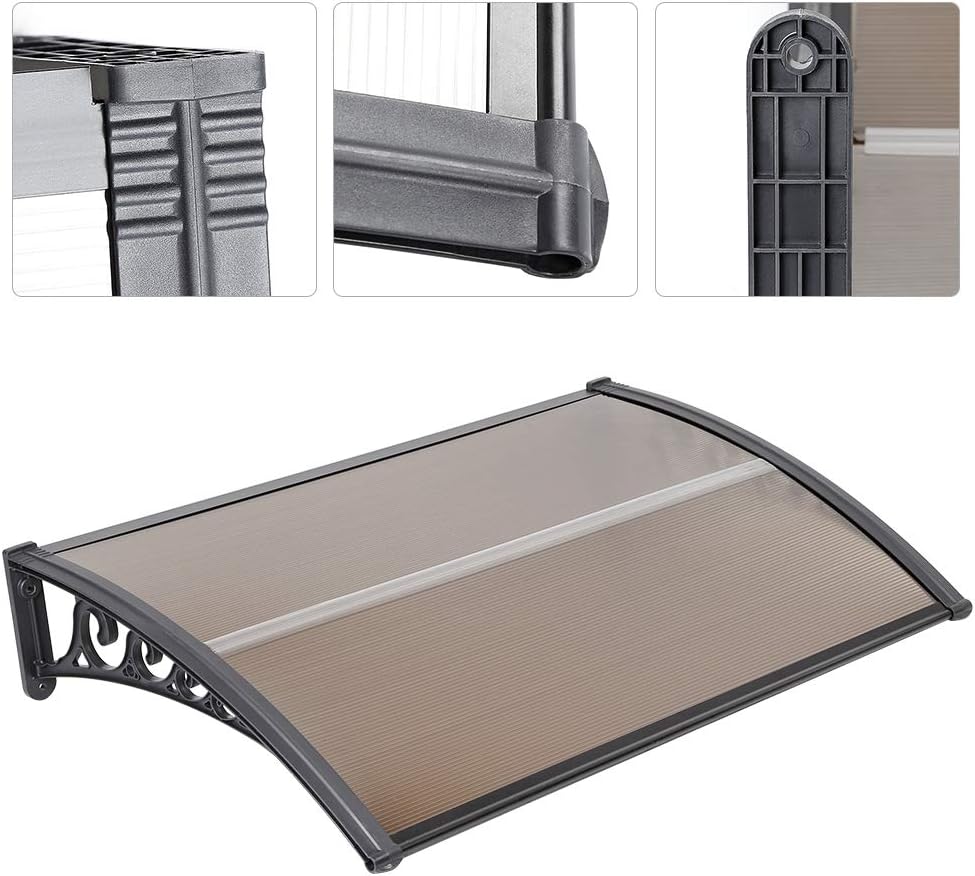 Vordach für Haustür, Überdachung Haustür aus Aluminium und Kompletten Polycarbonat-Hohlkammerplatte,