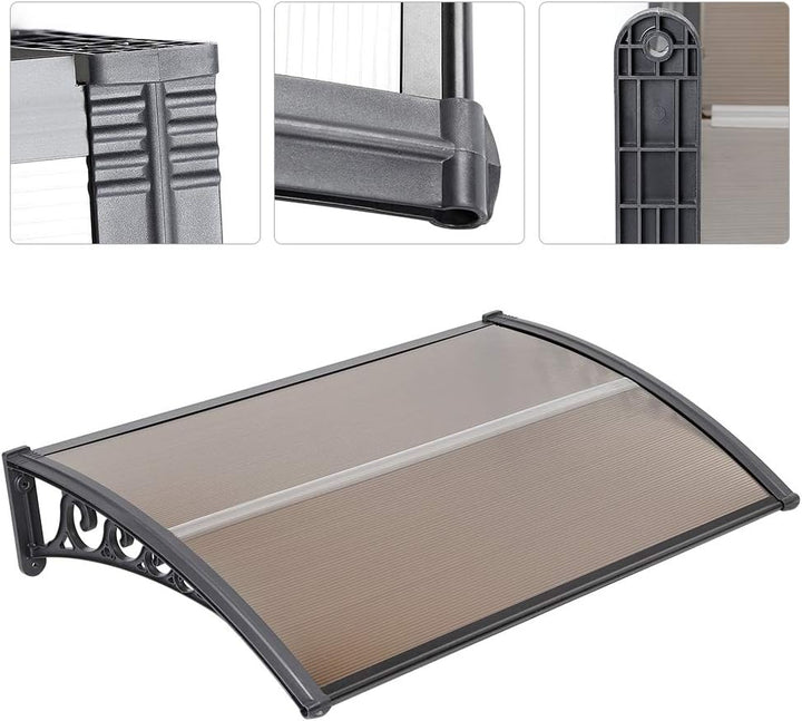 Vordach für Haustür, Überdachung Haustür aus Aluminium und Kompletten Polycarbonat-Hohlkammerplatte,
