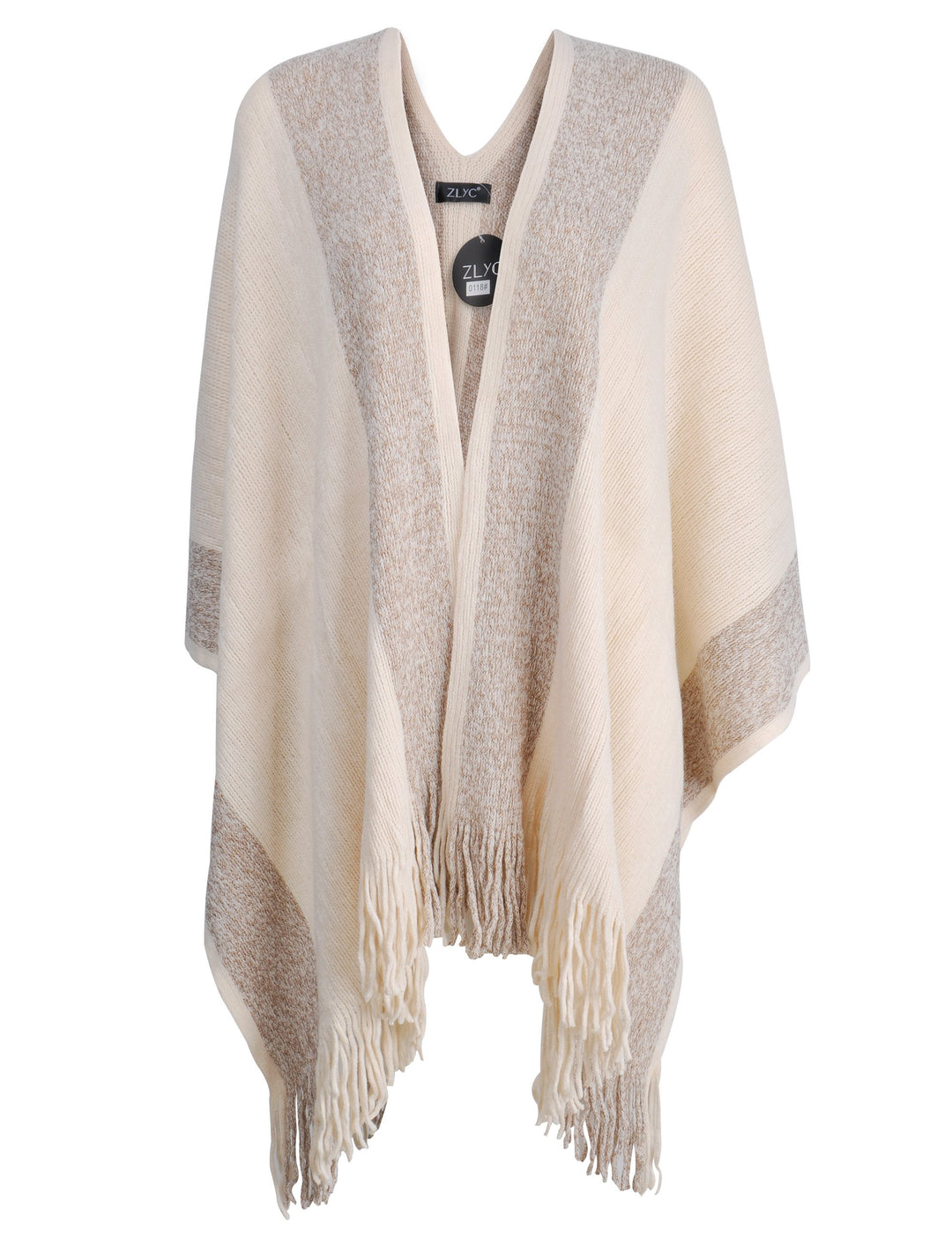 ZLYC Damen Weiche Schlichte Poncho Capes Retro Cardigans Pullover Khaki, Khaki