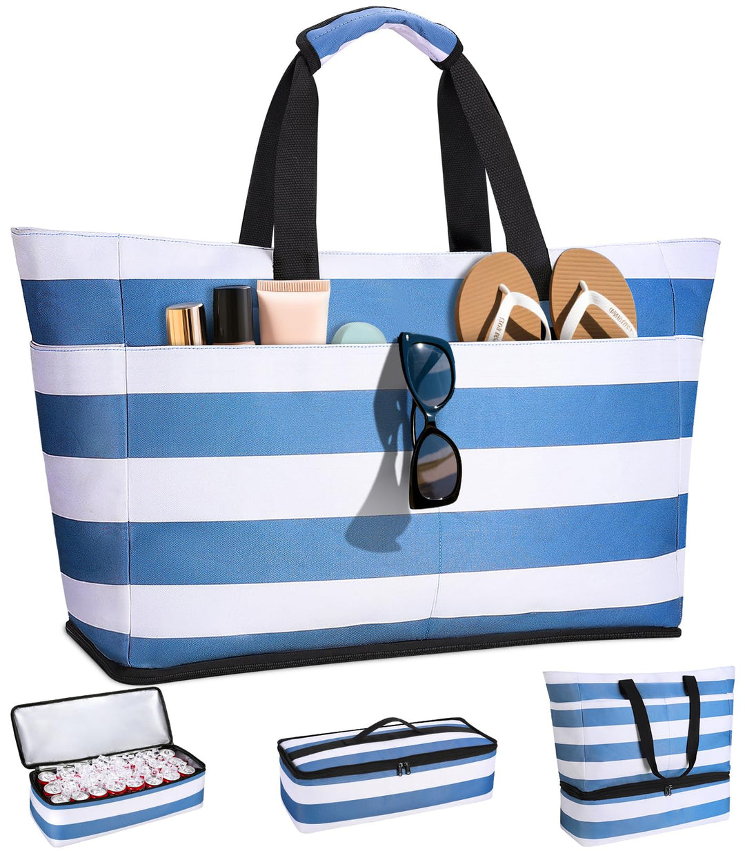 CIRYCASE Strandtasche XXL Familie mit Kühlfach, 54L Grosse Badetasche Strandtasche mit Reissverschlu