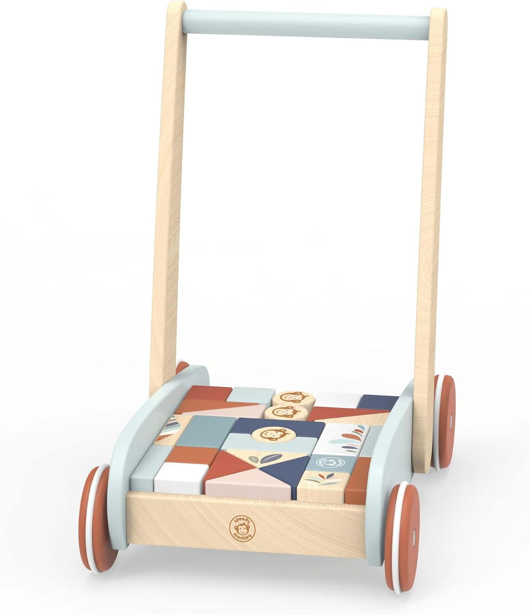 Speedy Monkey Lauflernwagen mit Bausteinen und Bremssystem für mehr Sicherheit 34,9x24,9x40cm bunt,