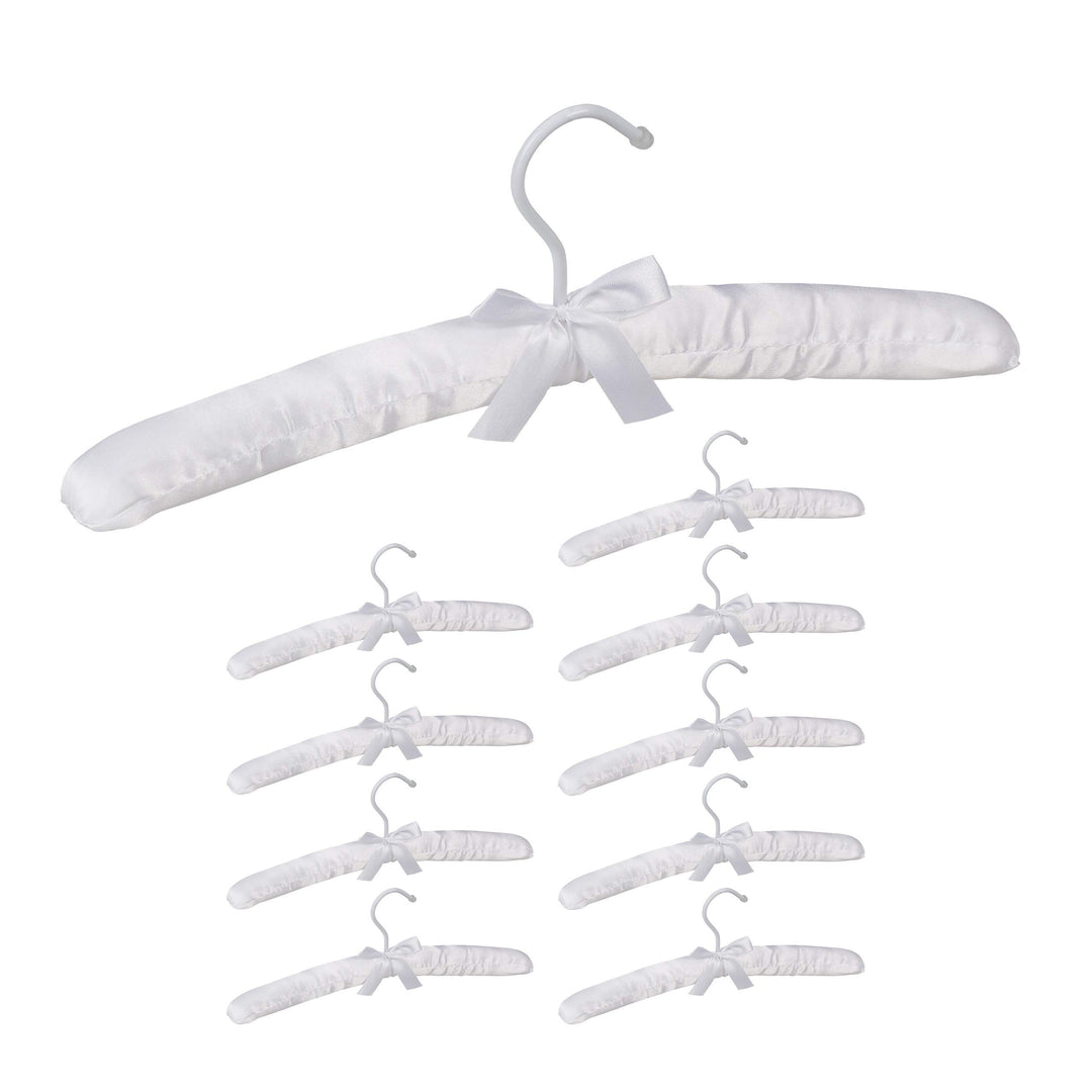 Relaxdays Kleiderbügel Satin, 10er Pack, weich gepolstert, 360° drehbarer Haken, dekorative Schleife