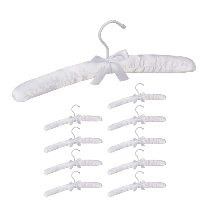 Relaxdays Kleiderbügel Satin, 10er Pack, weich gepolstert, 360° drehbarer Haken, dekorative Schleife