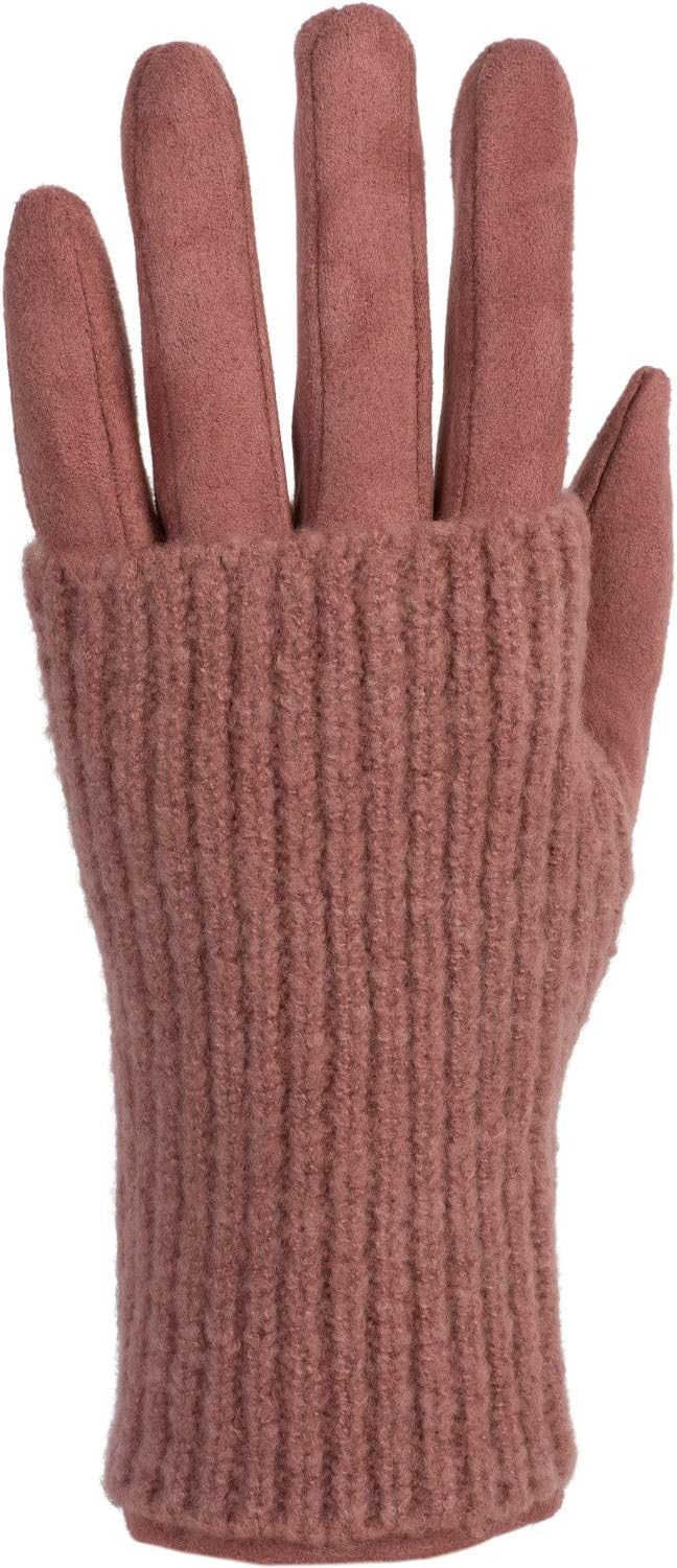 styleBREAKER Damen Touchscreen Stoff Handschuhe mit abnehmbaren Strick Stulpen, warme Fingerhandschu