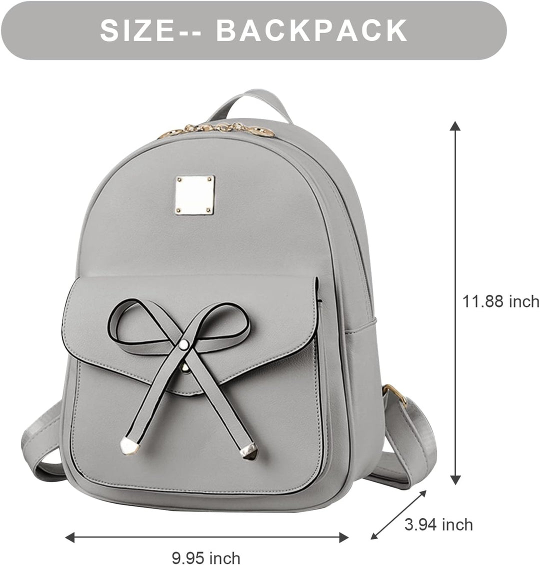 SUKUTU Frauen Rucksack Wasserdichte PU Leder Mode Schultaschen 3 PCS Mädchen Bowknot Cute Mini Daypa