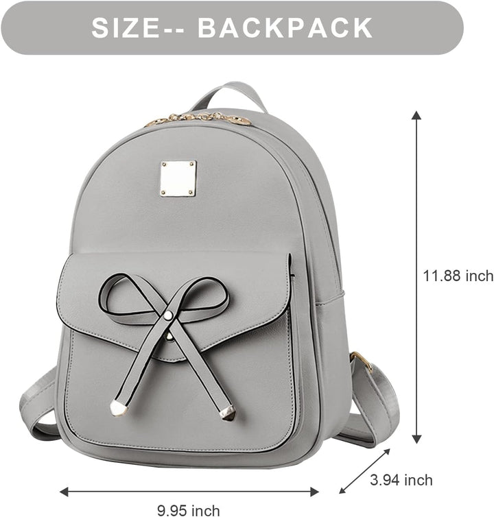 SUKUTU Frauen Rucksack Wasserdichte PU Leder Mode Schultaschen 3 PCS Mädchen Bowknot Cute Mini Daypa