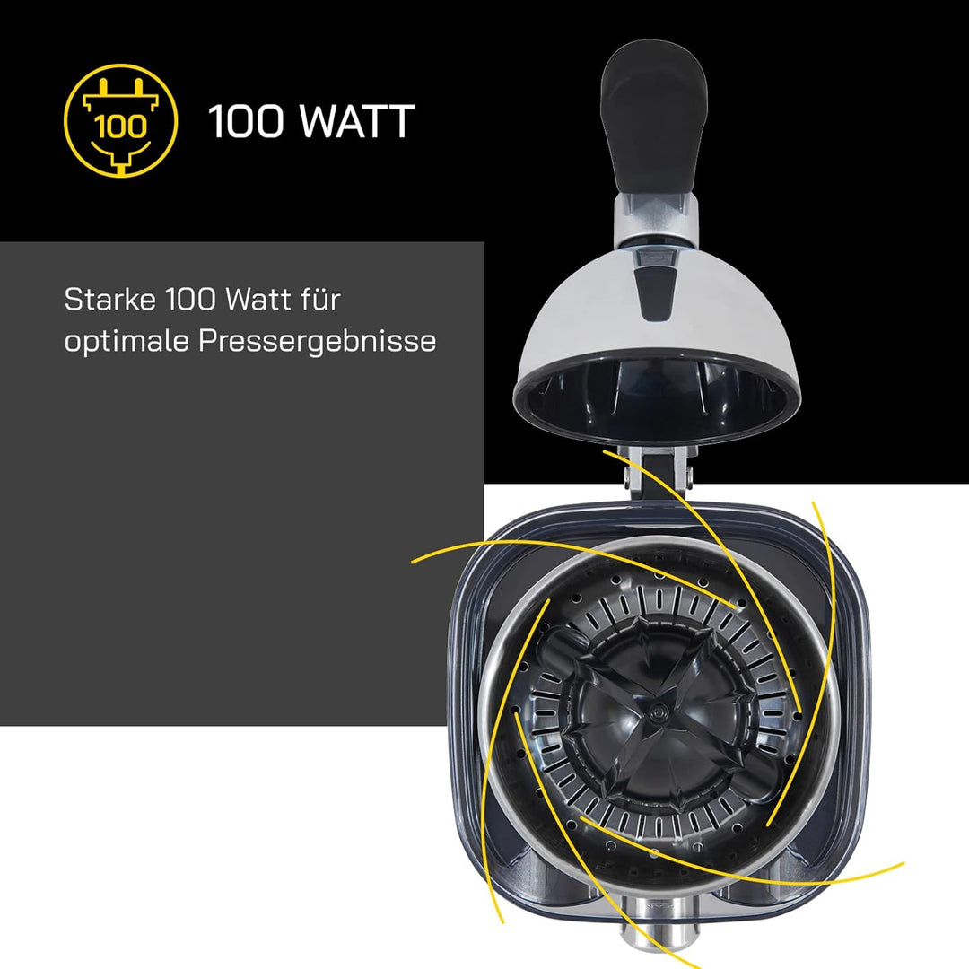 Zitruspresse JUICE 3020 | Edelstahl Auslauf | Zwei Pressaufsätze | Edelstahloberfläche | 100 Watt |