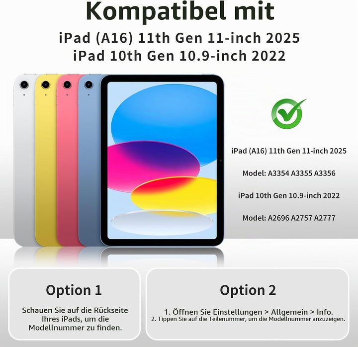 Hülle für iPad (A16) 11. Generation 11 Zoll 2025, iPad 10. Generation 10,9 Zoll 2022, Ultradünn Stos