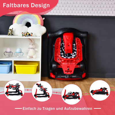 COSTWAY 4 in 1 Lauflernwagen mit einstellbarer Höhe & Geschwindigkeit, Lauflernhilfe Autoförmig mit