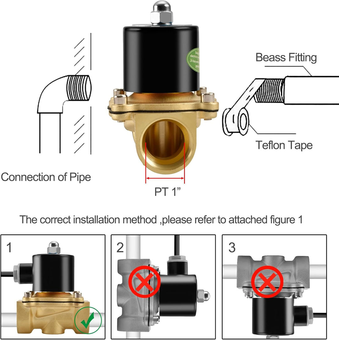 Heschen Messing Elektrisches Magnetventil, 2W-250-25J, PT1", DC12V, Direct Action Wasser Air, Normal