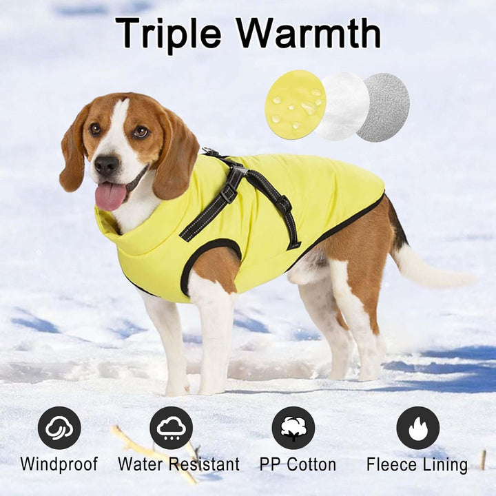 LUOWAN Hundemantel für kleine Hunde, Hundemantel mit Geschirr, Reflektierende Outdoor-Hundeweste, Wi