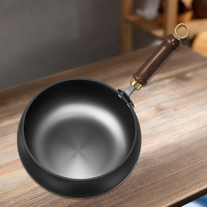 Handmade Chinese Cast Iron Wok, Eisenpfanne, Frying Pan, Hand Forged Pot, Non-Stick Pan With Lid And