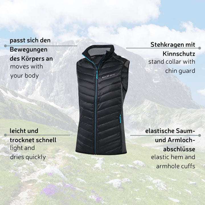 Black Crevice Damen-Hybrid-Weste I Damen-Sportweste Grössen I Damen-Outdoor-Weste I isolierende &amp; at