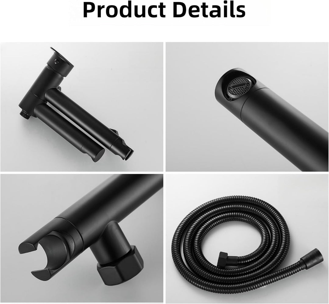 KOPYFANTAP Badewannenarmatur mit Handbrause Schwarz, Wandmontage Mischbatterie Badewanne Wasserhahn