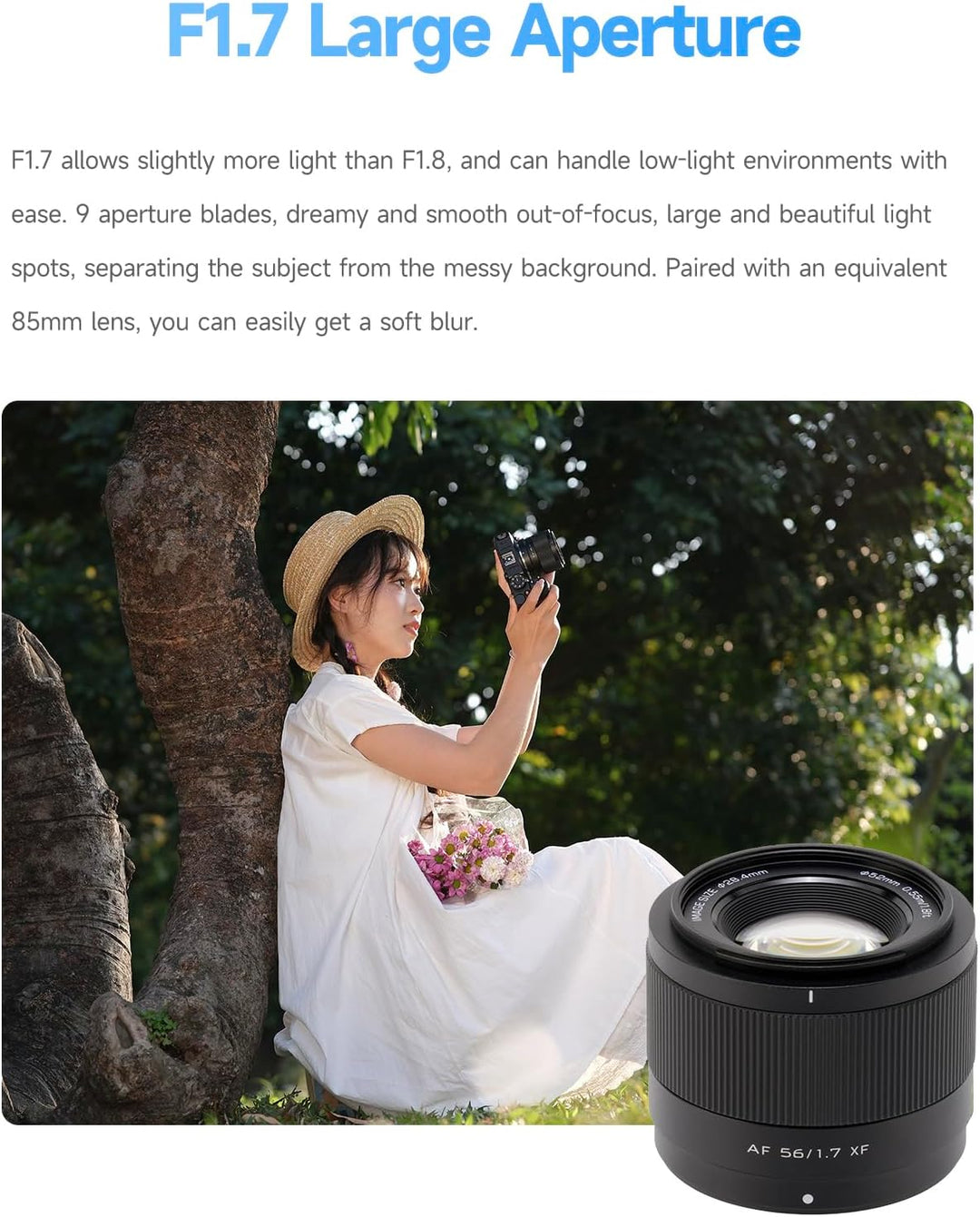 VILTROX 56mm F1.7 AF-Objektiv für Nikon Z-Mount, f/1.7 APS-C Autofokus-Festbrennweite mit grosser Bl