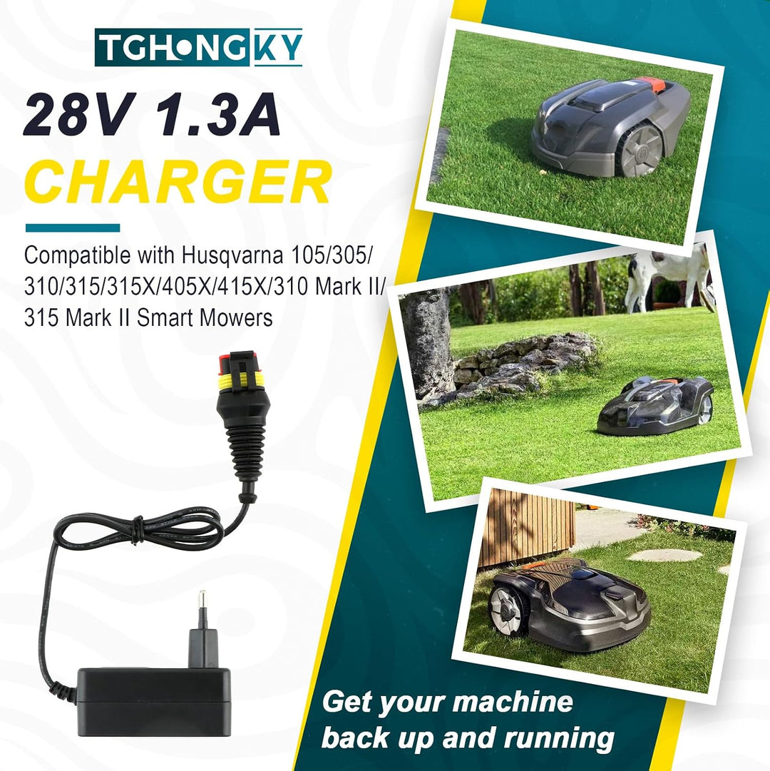 28V 1,3A Ladegerät Kompatibel mit Husqvarna Automower 105 305 310 | EU Netzteil Adapter für 315 315X