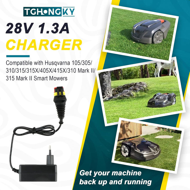 28V 1,3A Ladegerät Kompatibel mit Husqvarna Automower 105 305 310 | EU Netzteil Adapter für 315 315X