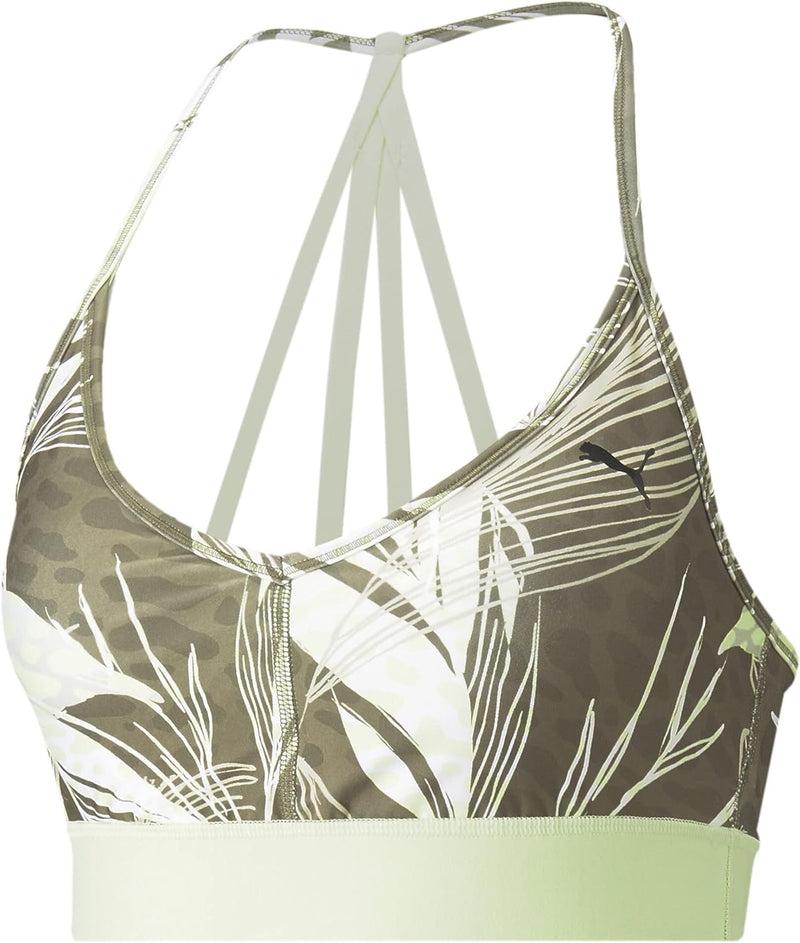 PUMA Damen Underwear Low-Impact Risk Taker Damen Sport-Trainings-BH L Dark Green Moss Trop Print