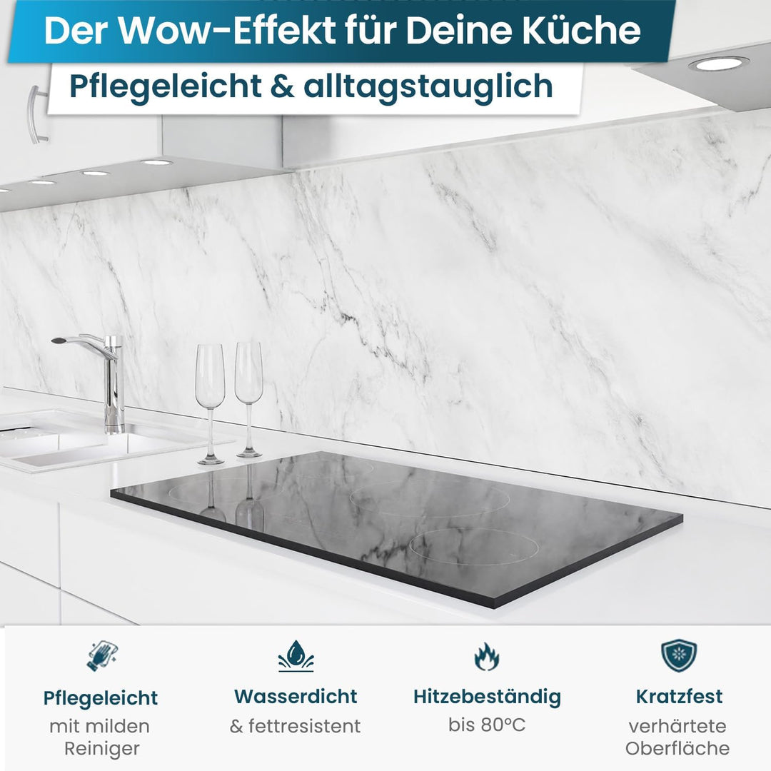 danario Küchenrückwand selbstklebend - Matt - Spritzschutz Küche - versteifte PET Folie - 0,37 mm -
