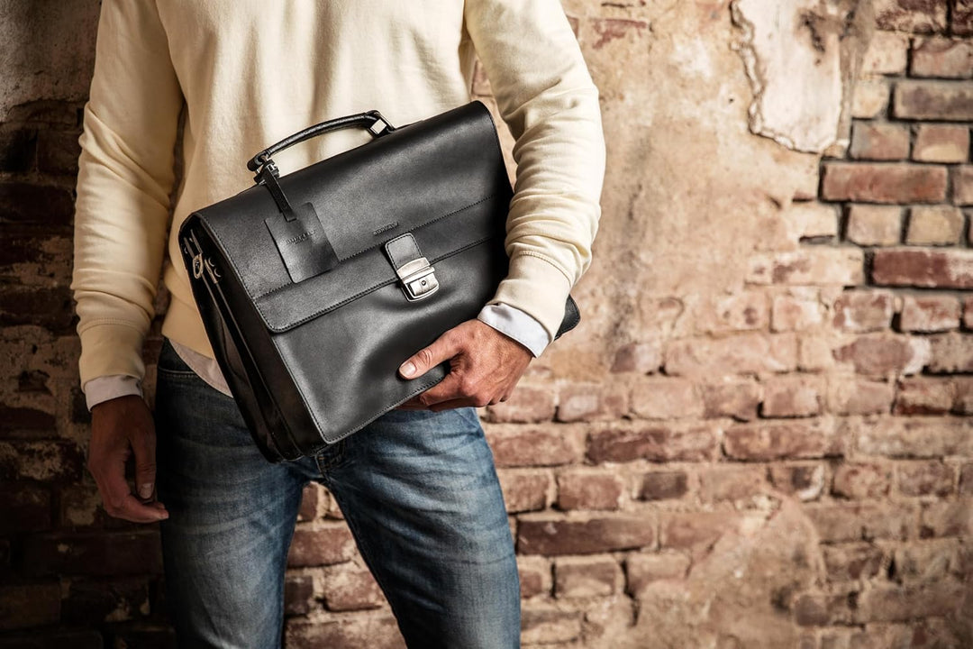 Burkely Fundamentals Vintage Dean Briefcase 3-Comp – Hunter Leder Laptoptasche – Klassische Aktentas