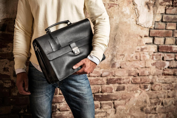 Burkely Fundamentals Vintage Dean Briefcase 3-Comp – Hunter Leder Laptoptasche – Klassische Aktentas