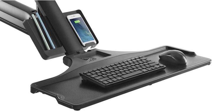 Maclean MC-633 3 in 1 Sitz-Steh-Arbeitsplatz: 2-Fach Monitorhalterung Wandhalterung mit Tastatur-Abl