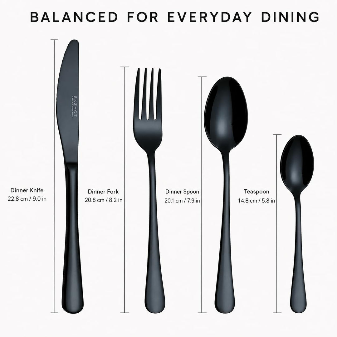 Exzact Premium 18/10 Edelstahl Besteck 16 PCS Set - 4 x Gabeln, 4 x Dinner Messer, 4 x Dinner Esslöf