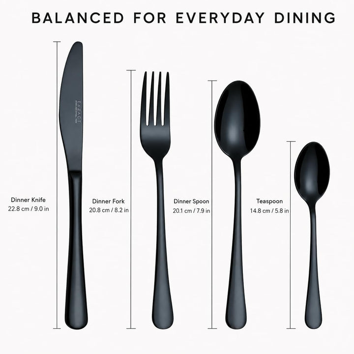 Exzact Premium 18/10 Edelstahl Besteck 16 PCS Set - 4 x Gabeln, 4 x Dinner Messer, 4 x Dinner Esslöf