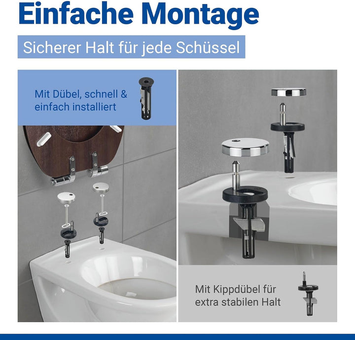 WENKO WC-Sitz Wenge, Toilettensitz mit Absenkautomatik in Holz-Optik, WC-Deckel für sanftes Deckelsc