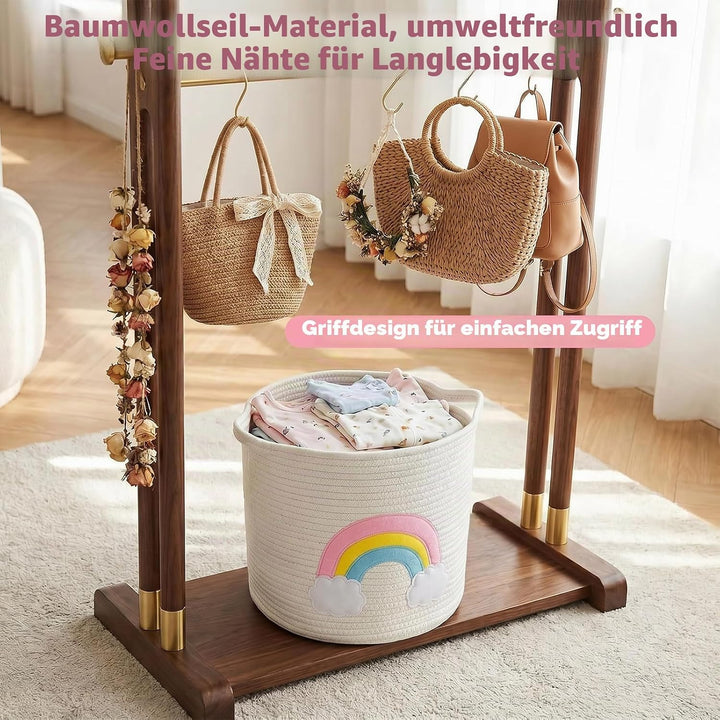 Aufbewahrungskorb Kinderzimmer Wickeltisch Organizer für Babys Kinder Spielzeug Korb, Regenbogenmust