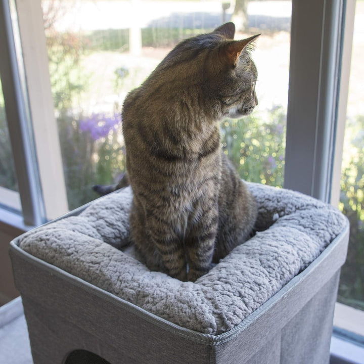 Kitty City Large Stackable Cat Condo, Cat Cube, Cat House, Pop Up Bed, Cat Ottoman Double Story, Dou