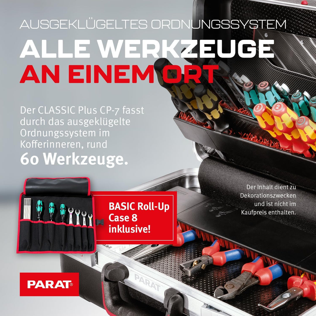 PARAT CLASSIC Plus CP-7 | Werkzeugkoffer leer | Für 51 Werkzeuge | Inkl. BASIC Roll-Up Case 8 | Hand