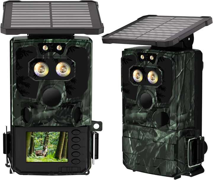 VOOPEAK Duales Objektiv Solar Wildkamera WLAN 4K 60MP, Sternenlicht Nachtsicht Wildkamera mit Handyü