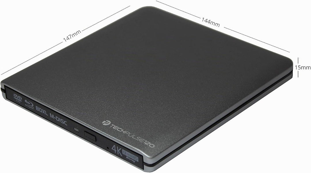 techPulse120 portables USB 3.0 4K UHD 3D M-Disc BDXL HDR10 Laufwerk Blu-ray Brenner Burner Superdriv