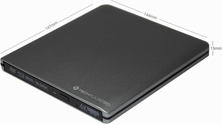 techPulse120 portables USB 3.0 4K UHD 3D M-Disc BDXL HDR10 Laufwerk Blu-ray Brenner Burner Superdriv