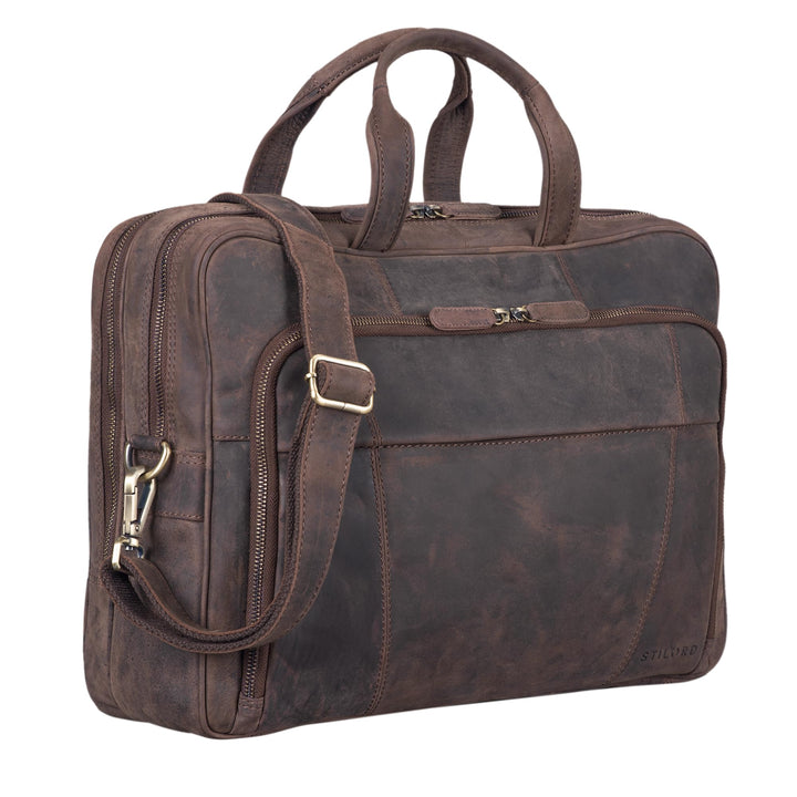 STILORD Jaron Vintage Ledertasche Leder Herren Damen 15,6 Zoll Laptoptasche Umhängetasche gross Akte