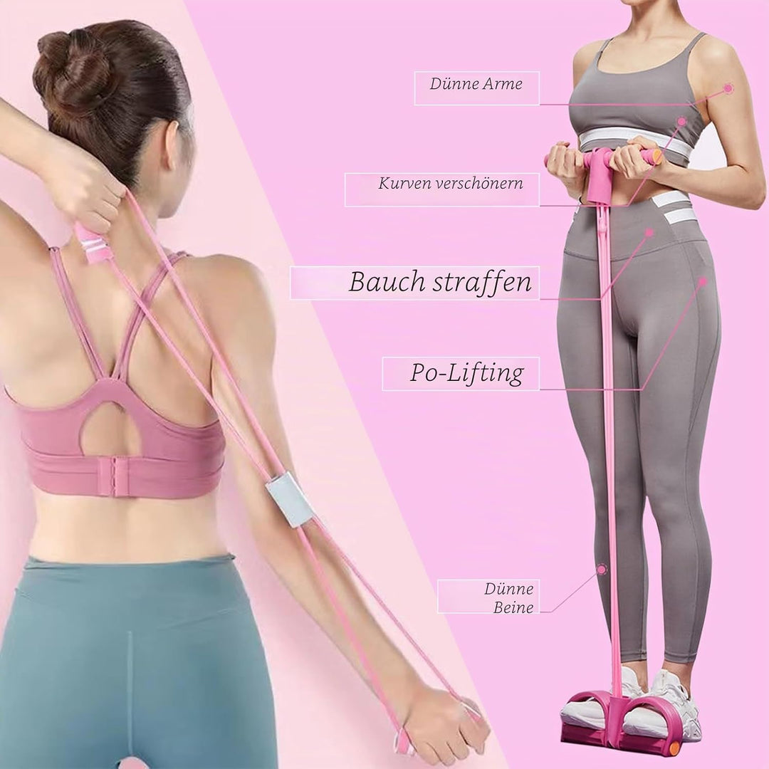 Expander Fitness mit Rückentrainer und Fitnessbänder, Bauchtrainer, Sportgeräte Zuhause, 6 Tubes Gum