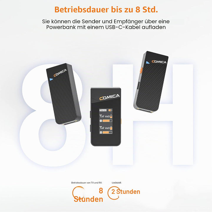 comica Vimo C2 Drahtloses Lavalier Mikrofon mit Noise Cancellation, 2.4G Funkmikrofon Ansteckmikrofo