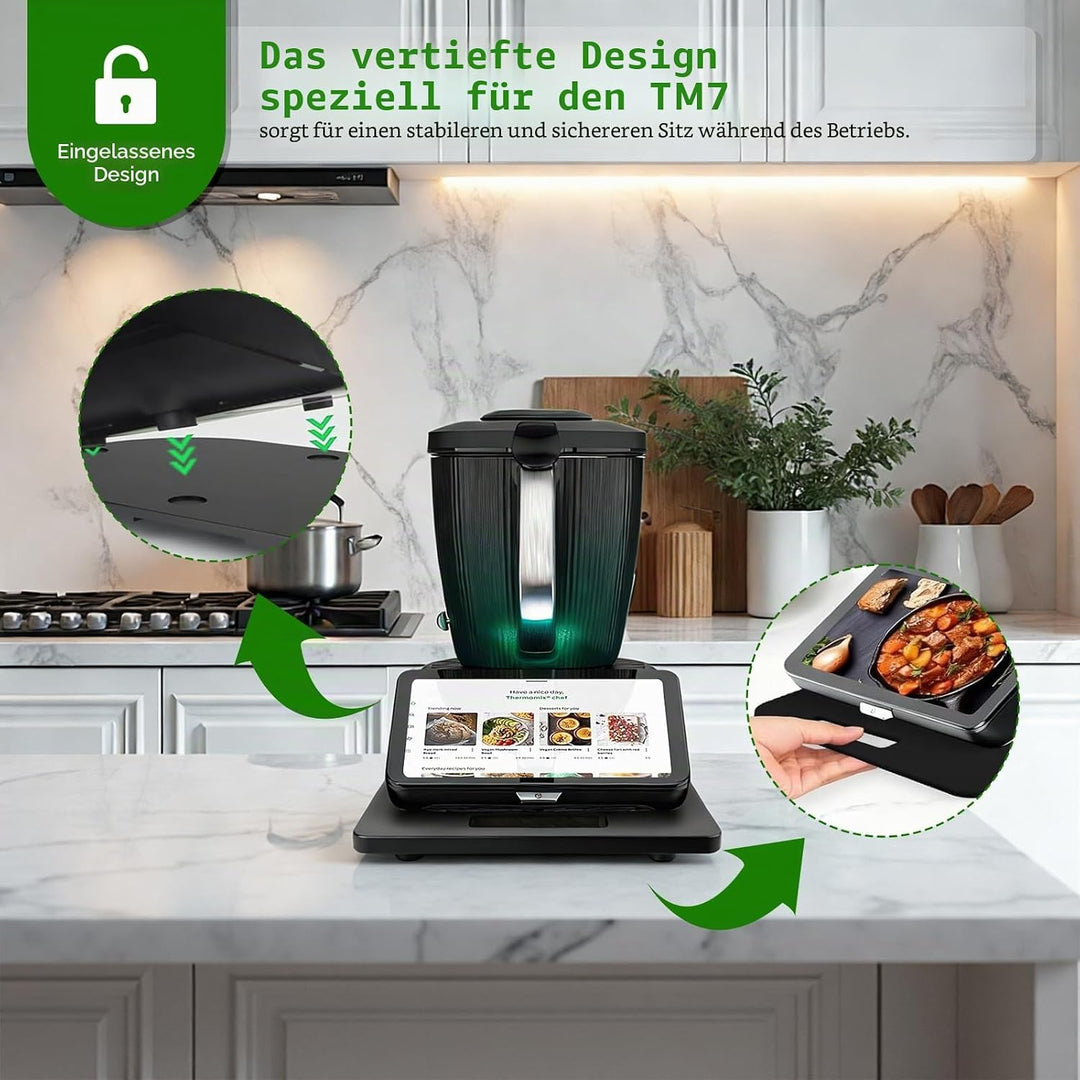 Gleitbrett für Thermomix TM7 Zubehör – Mit 360° Rollen &amp; Gummifüssen, Leicht zu Bewegen &amp; Stabil, Sc