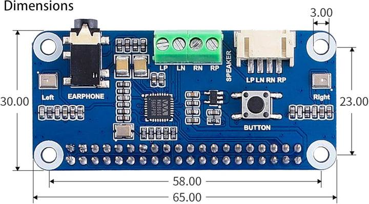 Audio HAT Modul für Raspberry Pi 4B/3B+/3B/2B/B+/A+/Zero/Zero W/Pi Zero WH,WM8960 Hi-Fi-Soundkarte H