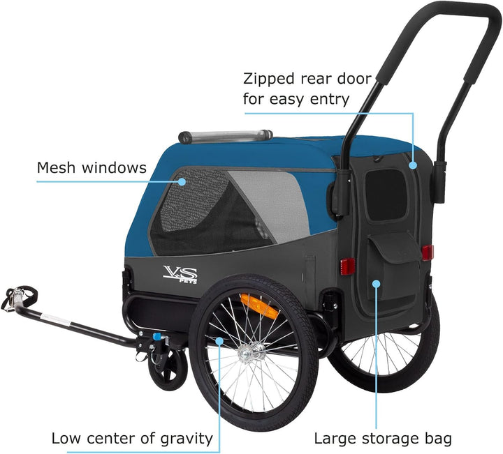 Tiggo VS Medium Hundeanhänger & Buggy 2in1 Fahrradanhänger Hundebuggy Jogger für Hunden bis 23kg Bla