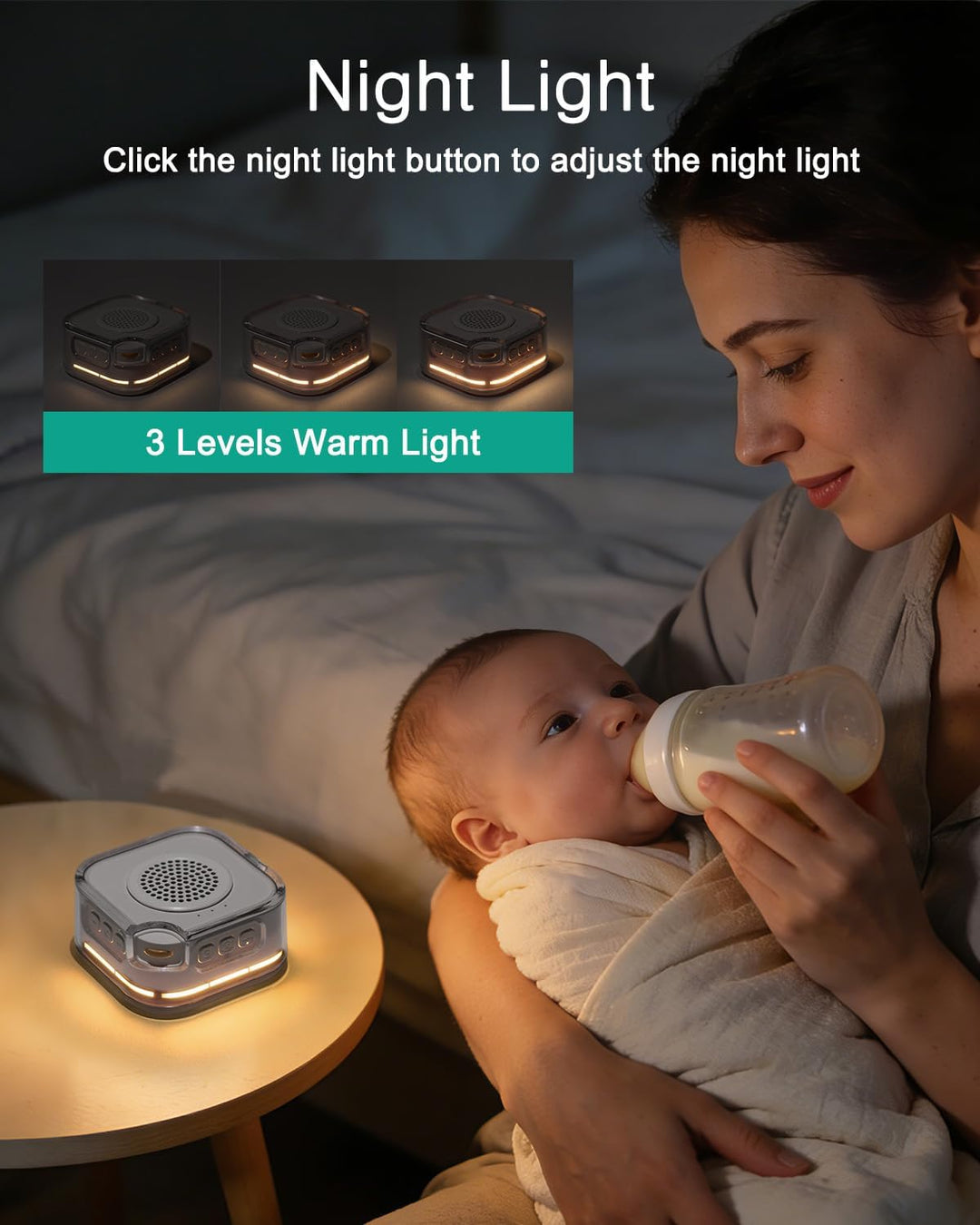 White Noise Machine Baby, ORIA Weisses Rauschen Soundmaschine mit Nachtlicht, Mini Bluetooth Lautspr