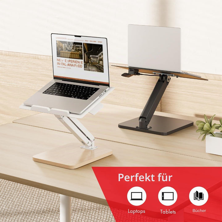 Maclean Schreibtischständer für Monitor oder Laptop | Höhenverstellbar 105-325 mm | Gasfedermechanis