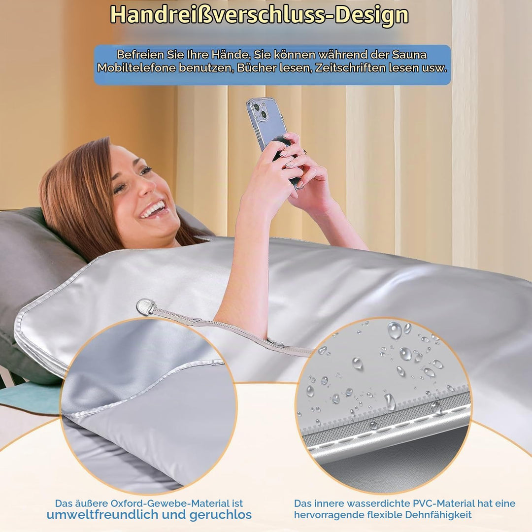 Infrarot Saunadecke, Sunowl 2 Zone Temperaturkontrolle Infrared Sauna Blanket mit Handreissverschlus