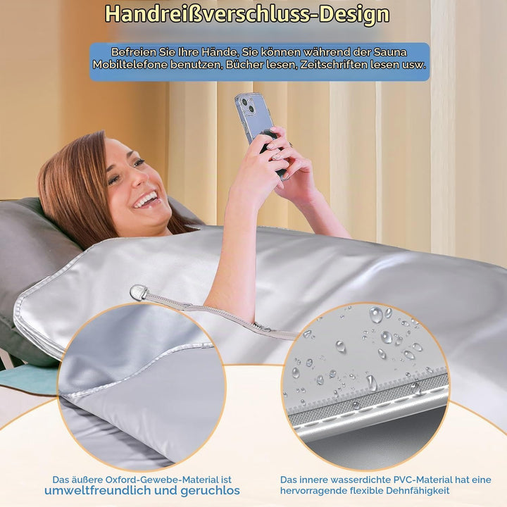 Infrarot Saunadecke, Sunowl 2 Zone Temperaturkontrolle Infrared Sauna Blanket mit Handreissverschlus
