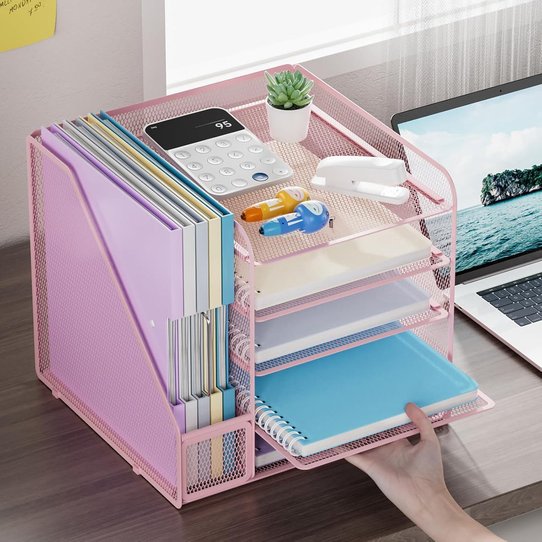 Marbrasse Schreibtisch Organizer und Büro Zubehör,5-Tier Briefablage,Mesh Büro Organizer für Schreib