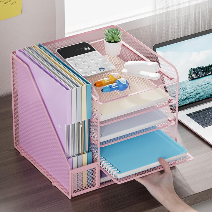 Marbrasse Schreibtisch Organizer und Büro Zubehör,5-Tier Briefablage,Mesh Büro Organizer für Schreib