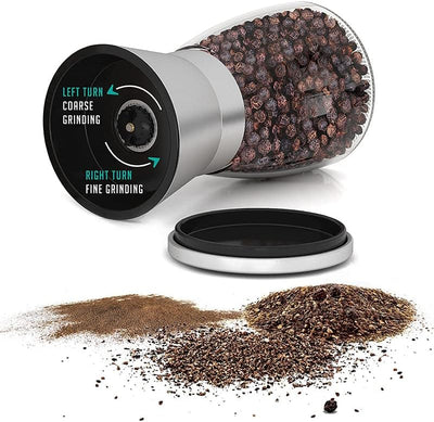 Lawei 4er-set Edelstahl Gewürzmühle Set 160ml Salz und Pfeffermühle mit Einstellbar Mahlwerk Chilimü