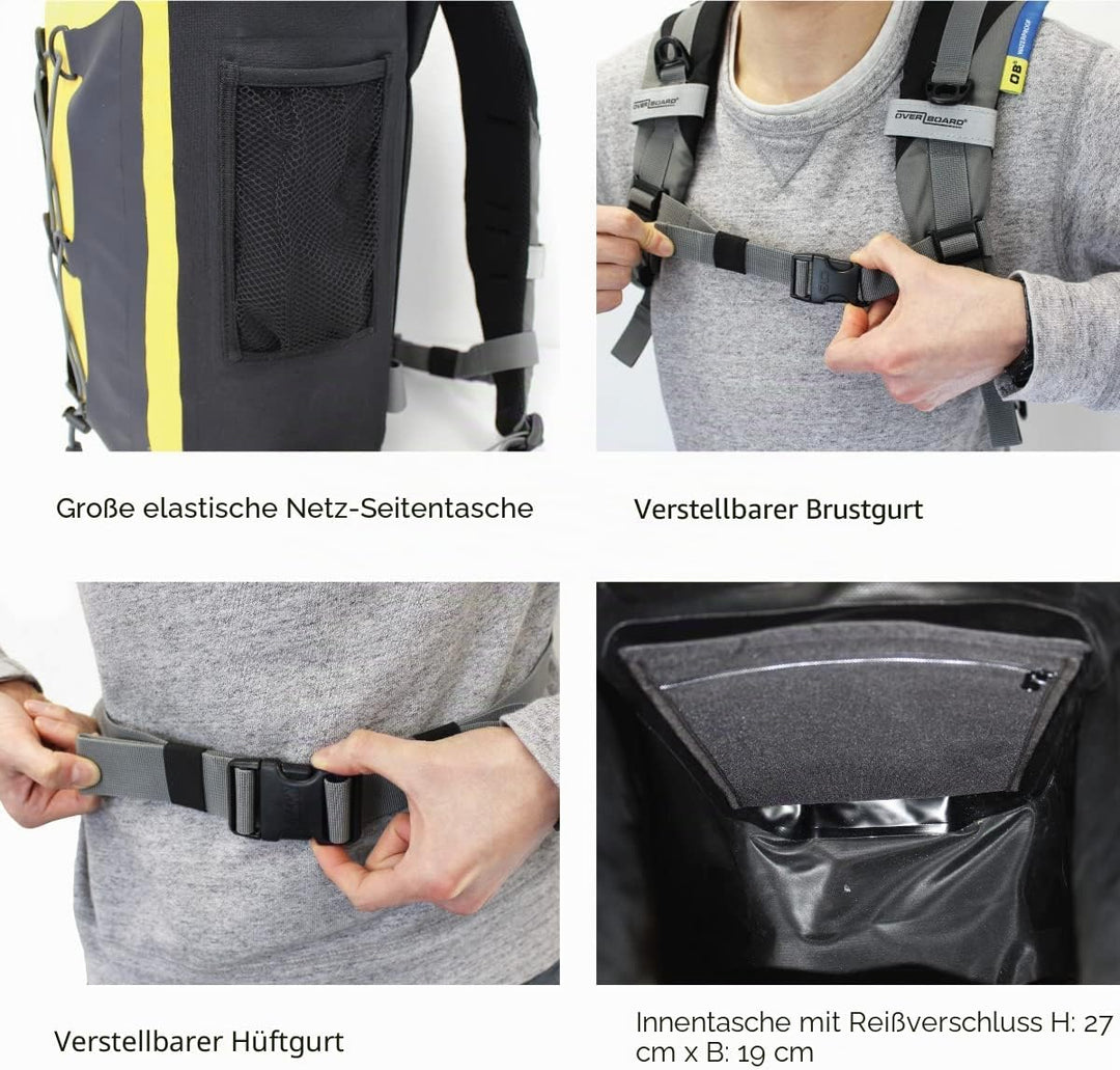 Overboard Wasserdichter Rucksack Schwarz, Schwarz