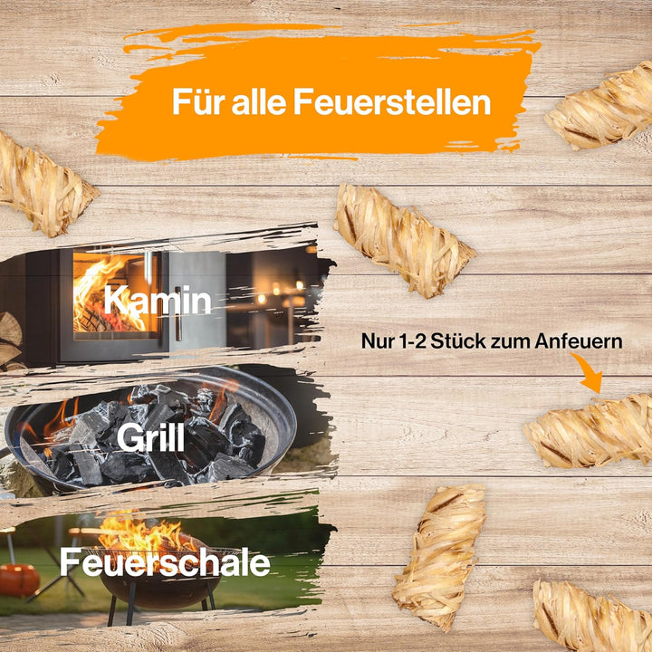 ZÜNDUNG Grill- und Kaminanzünder 10 kg Holzwolle Wachs, 100% nachhaltige Bio Grillanzünder Holzwolle